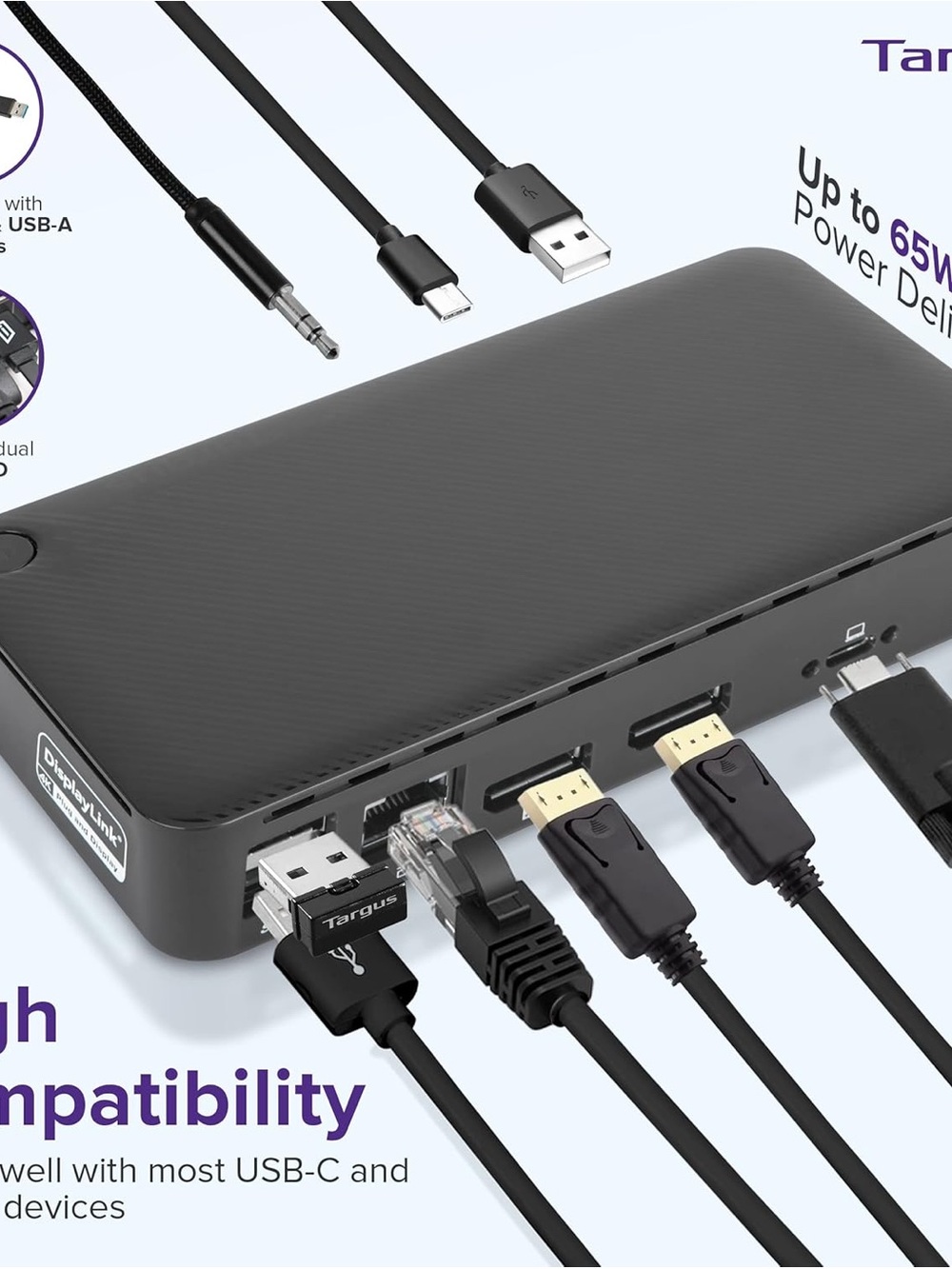 Targus Black Multi-Port USB-C Docking Hub with HDMI & Ethernet
